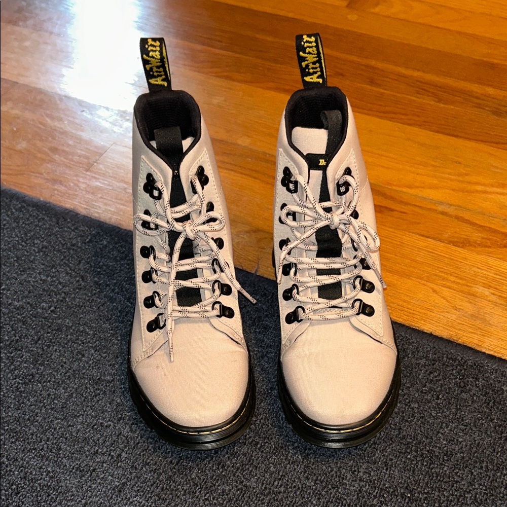 Dr. Martens Women's Cream and Black Combat Boots